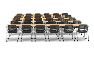 Team Tables Folding Training Seminar Classroom Model 7395 Beech 30 Person Tables with Task Chairs