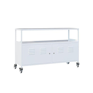 Tuscany Metal Lockable Storage File Cabinet With Rolling Casters , White (White)
