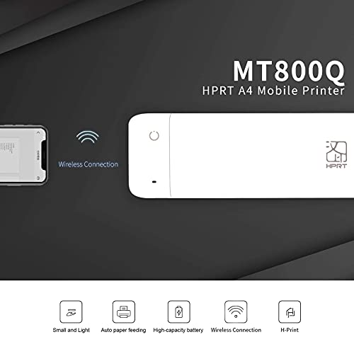 Portable Printer Bundle Set-HPRT Mobile Thermal Printer MT800Q and Ribbon 2PCS The Best Small Printer Support 216mm Width A4 Paper, Home Use, Office, Travel and Mobile Printer