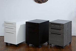 Unique Furniture Alaida 3-Drawer Mobile Vertical File Cabinet with Locking Caster, Full Extension Slides, Soft Close - Grey
