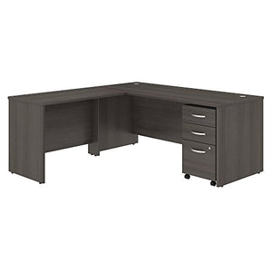 Studio C 72W x 30D L Shaped Desk with Mobile File Cabinet and 42W Return in Storm Gray