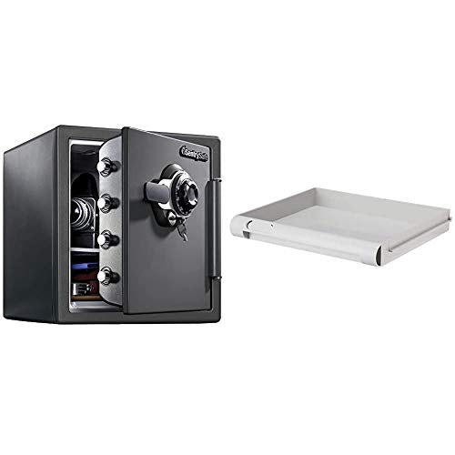 SentrySafe SFW123DSB Fireproof Safe and Waterproof Safe with Dial Combination 1.23 Cubic Feet Gray & 912 Tray Accessory, For SFW082 and SFW123 Fire Safes