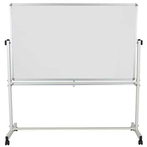 F&F Furniture Group 64.75” Reversible Mobile Cork Bulletin Board and White Board with Pen Tray
