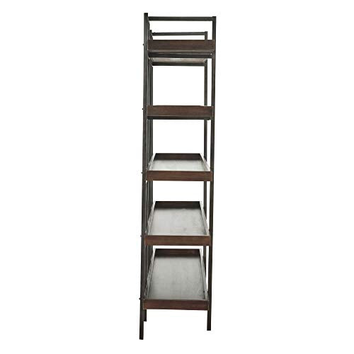 Ashley Furniture Signature Design - Starmore Bookcase - 5 Fixed Shelves - Contemporary - Blackened Gunmetal Frame - Rustic Brown Finished Shelves