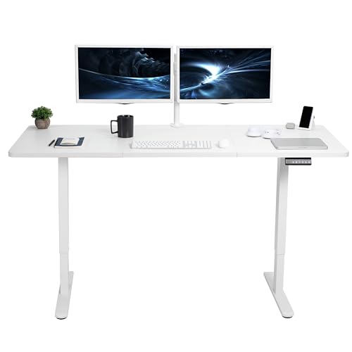 VIVO Electric Height Adjustable Stand Up Desk, White, 71 x 30 inch, Dual Motor Frame, E2B Series