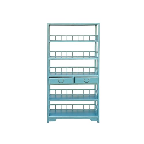 orientliving Turquoise Fountain Blue Bookcase Display Cabinet