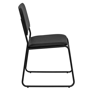 LIVING TRENDS Marvelius Stacking Chair 10 Pack - 1000 lb. Capacity, Black Vinyl, Sled Base