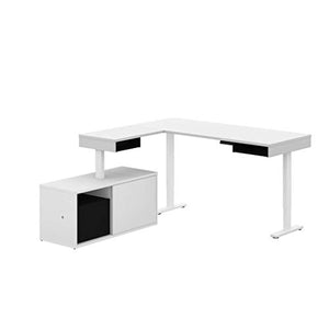 Bestar Pro-Vega L-Shaped Standing Desk with Credenza, 81W, White & Black