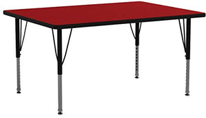 Flash Furniture 36''W x 72''L Rectangular Red Thermal Laminate Activity Table - Height Adjustable Short Legs