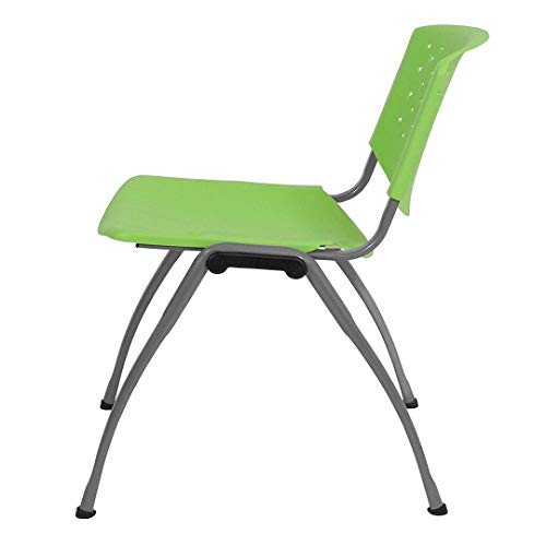 Contemporary Versatile Stacking Chairs Commercial Grade Material Ergonomically Contoured Perforated Back Design Durable Titanium Powder Coated Frame Office Home Furniture - Set of 10 Green #2173