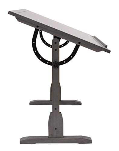 SD STUDIO DESIGNS Vintage Solid Wood Drawing 42" x 30" Angle Adjustable Top Drafting Table, Large, Slate Gray