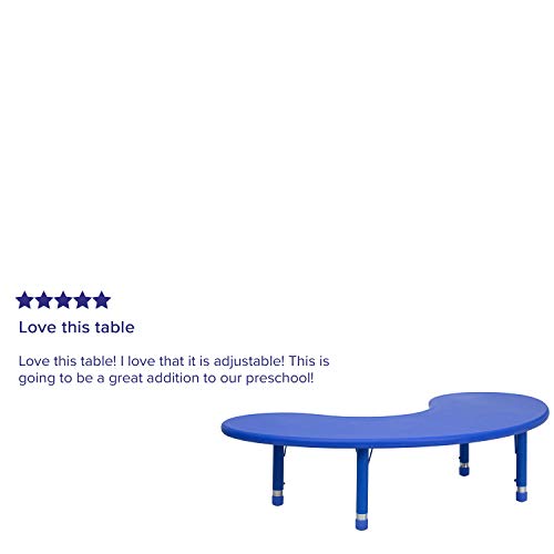Flash Furniture 35''W x 65''L Half-Moon Blue Plastic Height Adjustable Activity Table