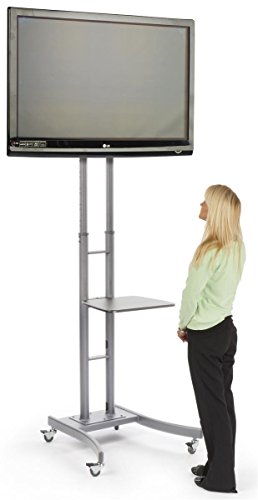 Displays2go MB863ESLV Portable TV Stand with Wheels for LCD/Plasma/LED TVs Between 32 & 65", Steel