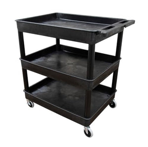 Stand Steady Tubstr Large 3 Shelf Utility Cart | Made in USA | Heavy Duty | Holds 300 lbs. | Storage & Rolling Tool Cart (32 x 24in / Black)