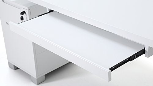 Ford Executive Modern Desk with Filing Cabinets - White Matte Finish