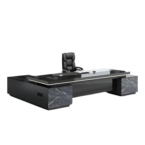 KWOKING L-Shaped Executive Office Desk with Drawers & Exterior Shelving - 79" x 63" - Right Hand Return
