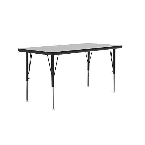 Correll AM2448-REC-15 Econoline Activity Table, Height Adjustable, 24"x48", Rectangular Smooth & Hard Gray Granite Melamine Top, Heavy Duty Legs, 24"x48" Rectangular, Multicolor