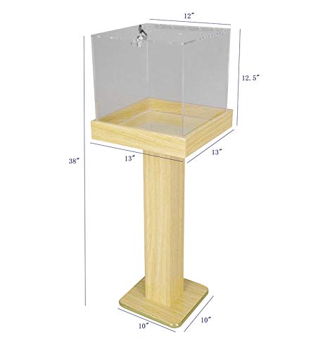 FixtureDisplays® Wood Acrylic Large Floor Standing Tithing Box Offering Box Ballot Box Church Donation Box 14300
