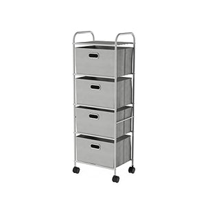 None Rolling Storage Cart with Fabric Bins - Home Office Filing Cabinet (Color: 3 Drawer)