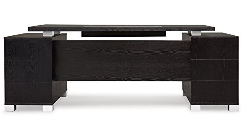 Ford Executive Modern Desk with Filing Cabinets - Black Oak Finish