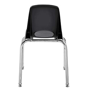 FDP 16" School Stack Chair, Stacking Student Seat with Chromed Steel Legs and Nylon Swivel Glides; for in-Home Learning or Classroom - Black (6-Pack), 10368-BK