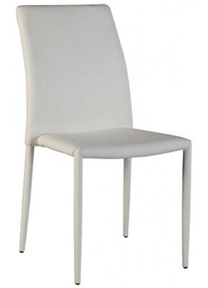Chintaly Fiona Fully Upholstered Stackable Side Chair In White [Set of 4]