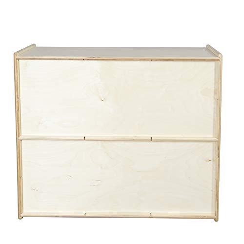 Contender Baltic Birch 12 Cubby Storage Cabinet with Purple Plastic Tubs, Kids Montessori Organizers for Homeschool, Classroom, Kindergarten Supplies
