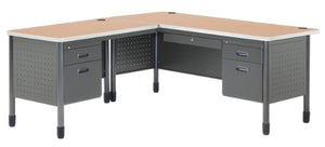 OFM Mesa Series L-Shaped Steel Office Desk with Laminate Top, Left Pedestal Return and Maple Top - Durable Corner Utility Desk (66366L-MPL)