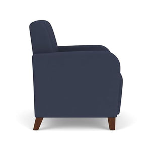 Lesro Siena Polyurethane Lounge Reception Guest Chair in Blue/Walnut