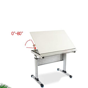 Drafting Table Practical Lifting Drawing Table Art Workbench Construction Machinery Drawing Table Convenient Storage (Color : White, Size : 90X60X76CM)