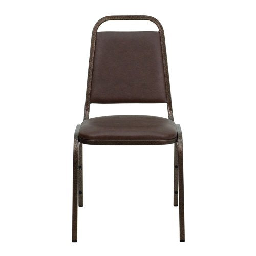 LIVING TRENDS Marvelius Trapezoidal Back Banquet Chair 8 Pack - Brown Vinyl, Copper Vein Frame