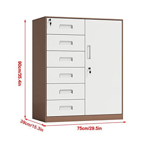 LINKIO Home Office Steel Filing Cabinet with Lock, 6-Drawer Vertical File Cabinet