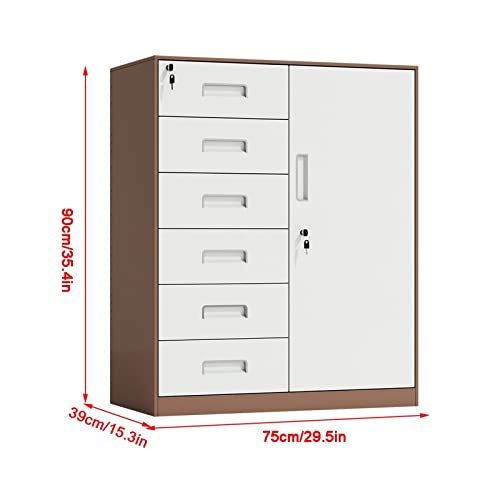Lingula 6-Drawer Vertical Filing Cabinet with Lock