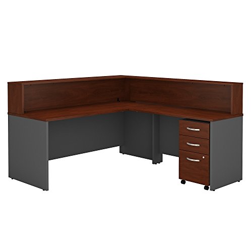 Bush Business Furniture Series C L Shaped Reception Desk with Mobile File Cabinet in Hansen Cherry