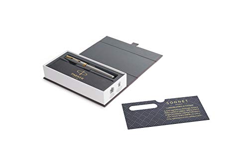 PARKER Sonnet Fountain Pen, Prestige Chiseled Silver with Gold Trim, Solid 18k Gold Medium Nib