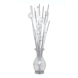 Benjara 63 Inch Floor Lamp, Flower Vase Design, Wire Base, Metal, Chrome Finish