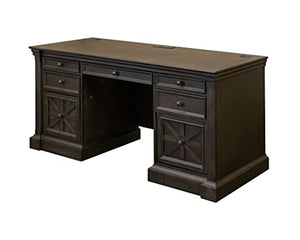 Martin Furniture Traditional Wood Credenza Desk, Dark Brown - Office Writing Table with Storage