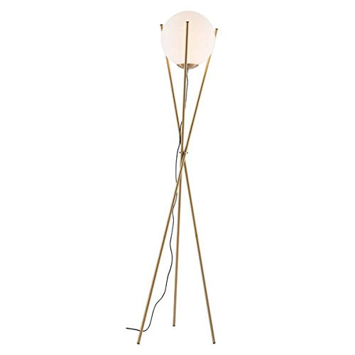 Zuo 56052 Antwerp Floor Lamp, White & Brushed Brass