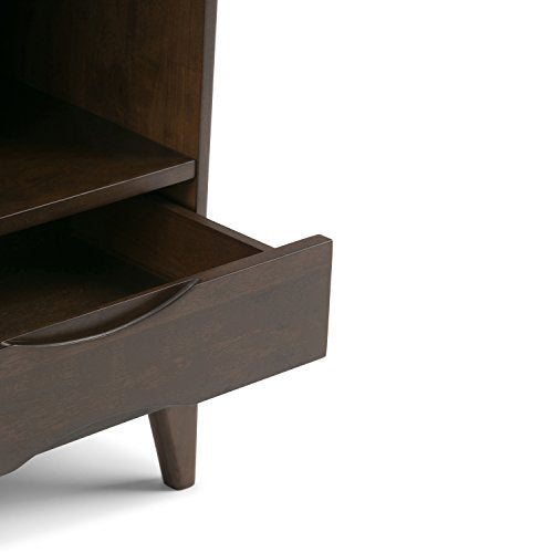 Simpli Home 3AXCHRP-08 Harper Solid Hardwood 60 inch x 24 inch Mid Century Modern Bookcase with Storage in Walnut Brown