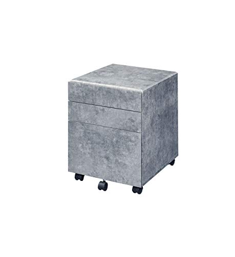 Moselota File Cabinet, Faux Concrete & Silver 92909