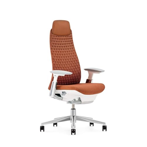 Haworth Fern Executive Office Chair with Ergonomic Innovations - Digital Knit Finish - Adjustable Headrest - Lumbar Support - Ember