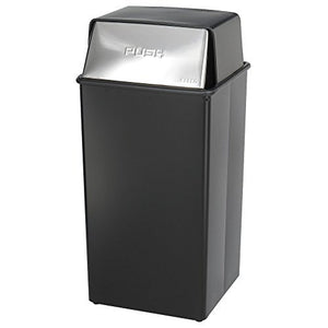 Safco Products 9895 Reflections By Safco Push Top Trash Can, 36-Gallon, Black