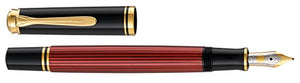 Pelikan Souverän M 600 928820 Piston Fill Fountain Pen with Dual-Tone Gold Nib 14 Carat / 585 Nib Width M/Black and Red Pen Body