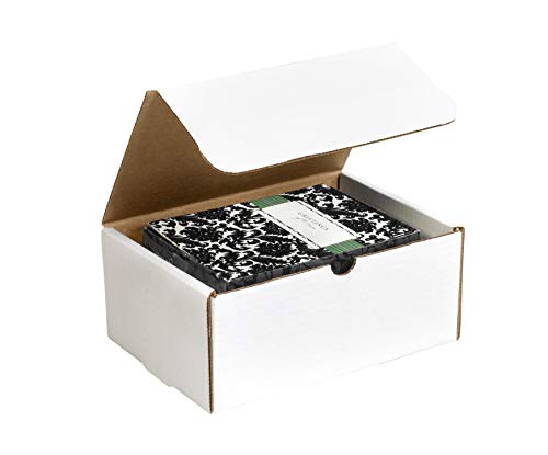 BOX USA Corrugated Cardboard Literature Mailers, 12 1/8 x 9 1/4 x 6 1/2 Inches, Tuck Top One-Piece, Die-Cut Shipping Boxes, Large White Mailing Boxes (Pack of 50)