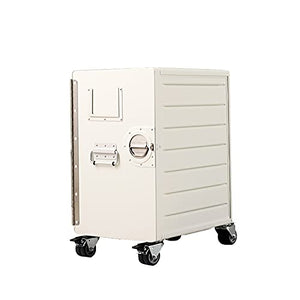QSJY Aviation Aluminum File Cabinet with Rotating Door Lock (White, 4 Drawer, Stable Card Slot, Top Handle, Universal Wheel)