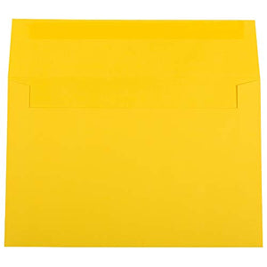 JAM PAPER A9 Colored Invitation Envelopes with Peel & Seal Closure - 5 3/4 x 8 3/4 - Yellow Recycled - Bulk 1000/Carton