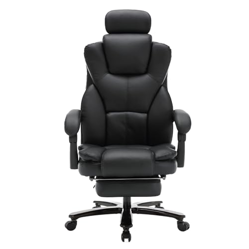 KCREAM Big and Tall Office Chair 400lbs, High Back Recline with Footrest, Faux Leather Ergonomic Executive Desk Chair