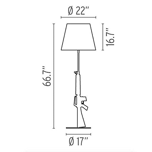 Flos Guns Lounge Gun Floor Lamp Halogen or LED Table Lamp 18K Gold F2955000 Design Philippe Starck 2005 Made in Italy