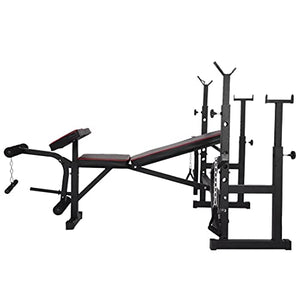 baodanla Multifunctional Olympic Weight Bench and Squat Rack Set, Adjustable Home Gym Strength Training Full Body Equipment, Ab Trainer Bench, Exercise Olympic Workout Station Machine