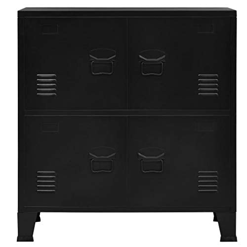 ShopHome Metal Office Filing Cabinet | 31" Tall 4-Door Industrial Black Steel Storage Cabinet | 29.5"x15.7"x31.5